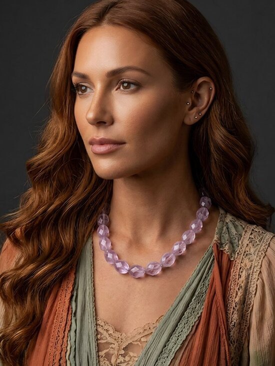 Jūratė Amber Jewelry - Genuine Amethyst Choker Necklace